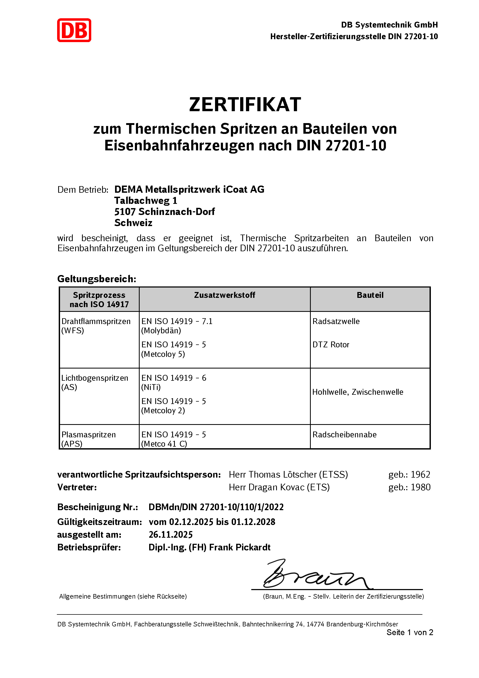 DIN 27201-10 Zertifikat 2025